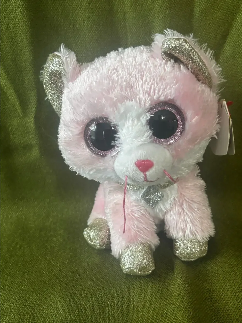 TY Beanie Boos - FIONA the Pink Cat (Glitter Eyes and Glitter Boots) (6 inch)